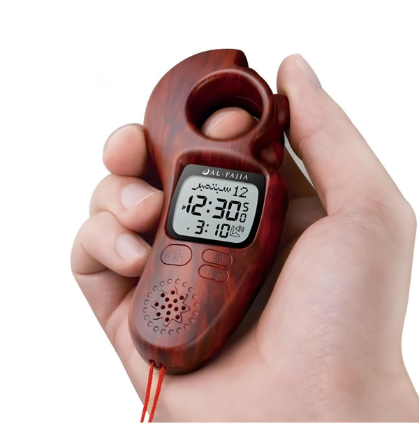 Un chapelet électronique avec alarme et montre, fonctionnant par vibration.